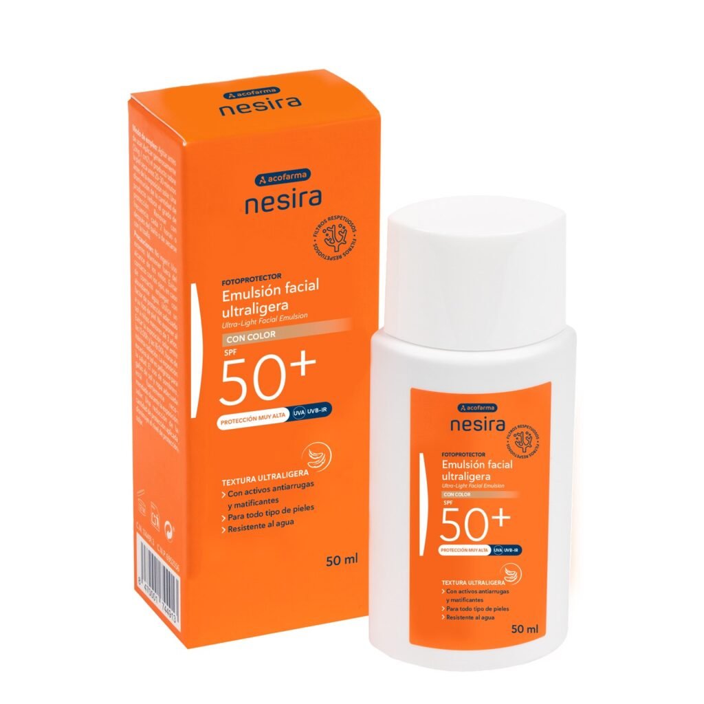 Acofarma Nesira Emulsión facial ultraligera con color SPF 50+ 50 ml