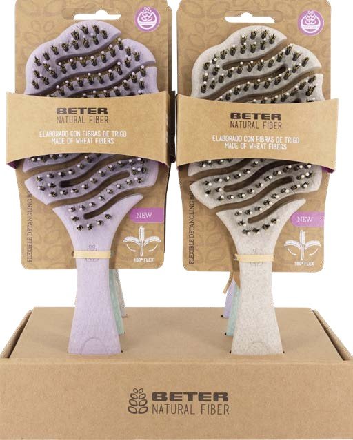 Cepillo desenredante Beter 180° Flex Natural Fiber con cabezal ondulado y flexible