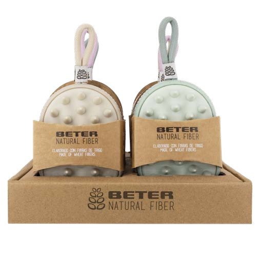 Masajeador de cuero cabelludo Beter Natural Fiber con púas de silicona y cinta para colgar