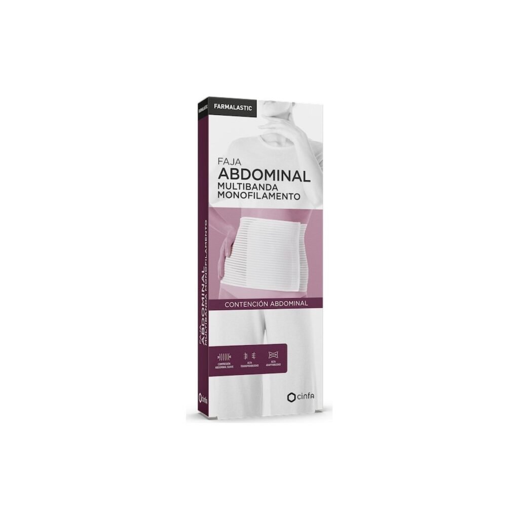 Farmalastic Faja abdominal multibanda monofilamento con velcro, blanca