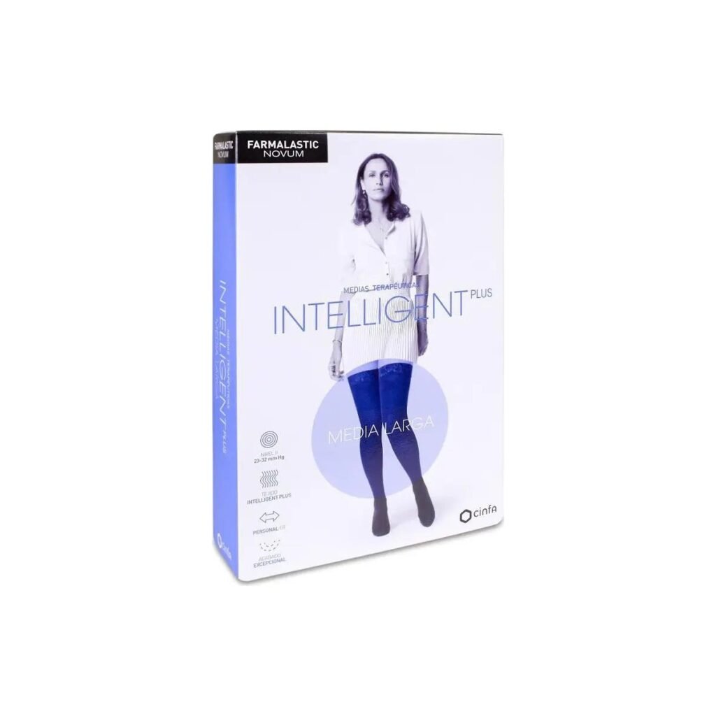 Farmalastic Intelligent Plus Media larga con blonda de silicona, compresión 23-32 mmHg