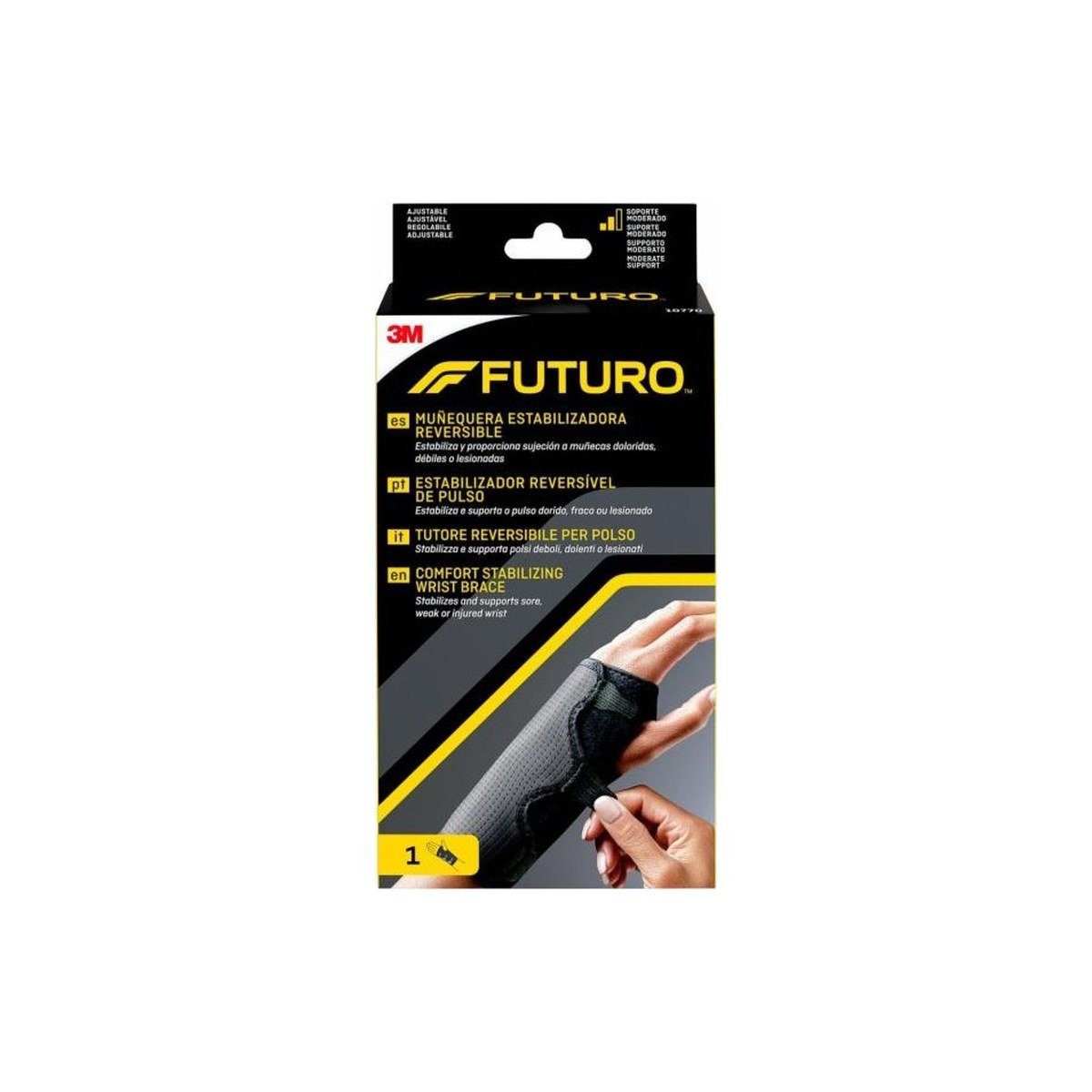 Futuro Muñequera estabilizadora reversible con férula palmar, negra