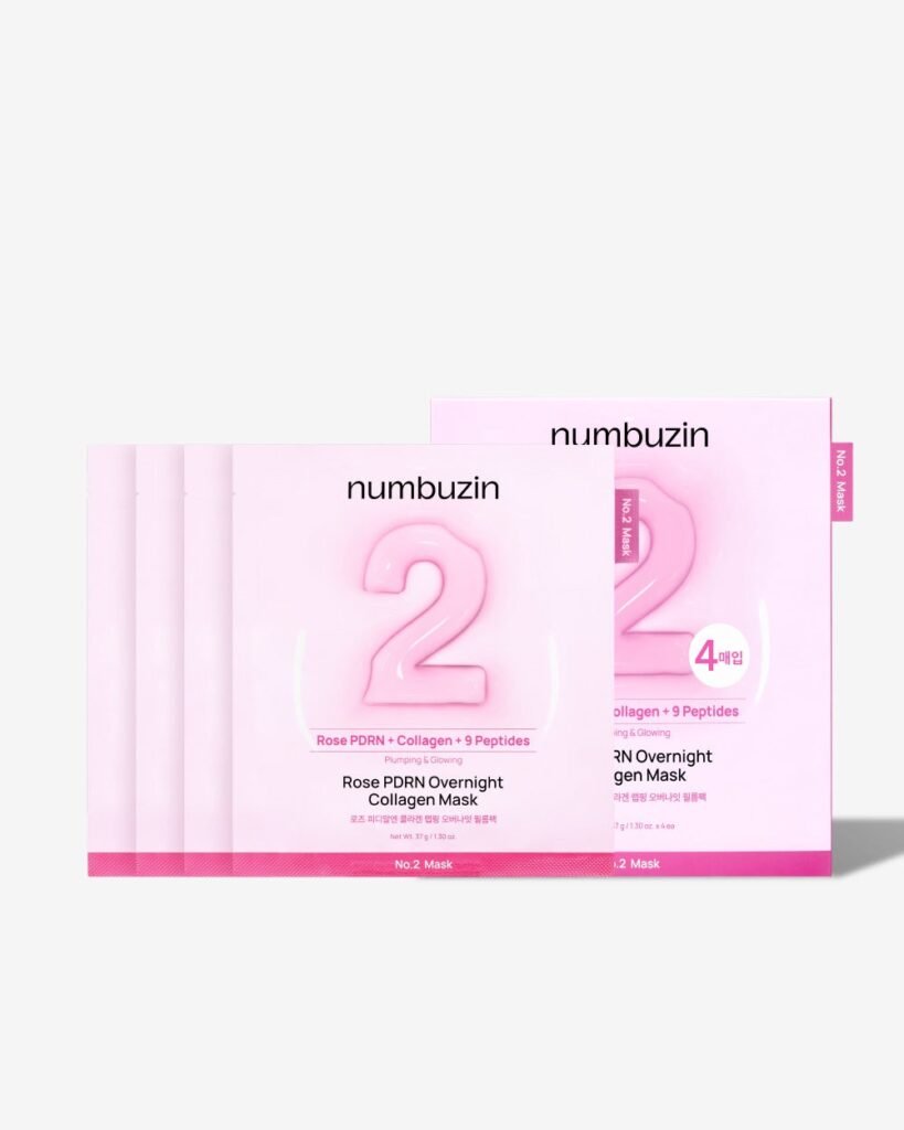 Numbuzin No.2 Rose PDRN Overnight Collagen Mask, caja de 4 (37 g)